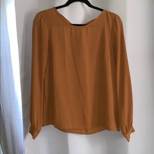 Mustard yellow blouse.